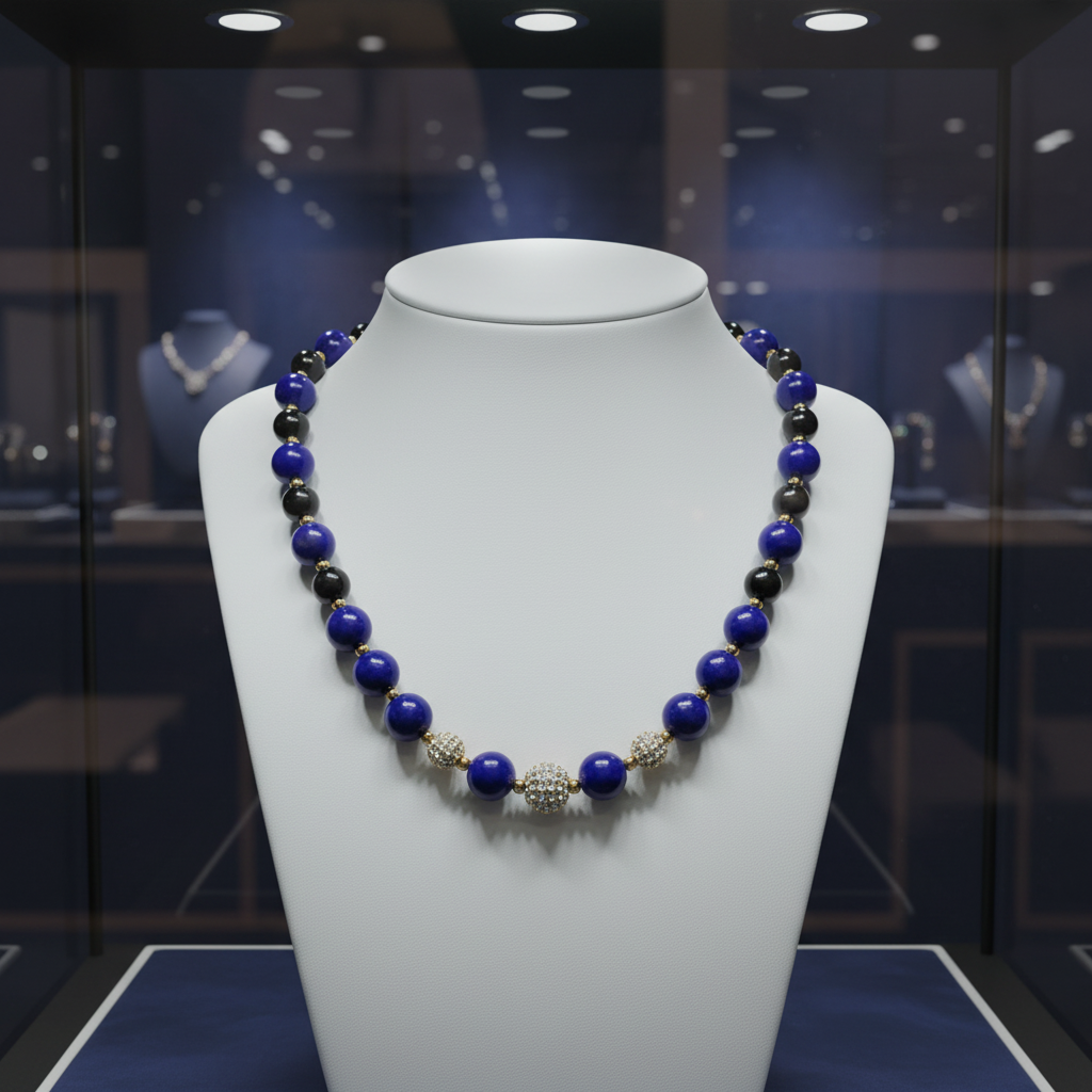 Collier en Lapis-Lazuli et perles en strass