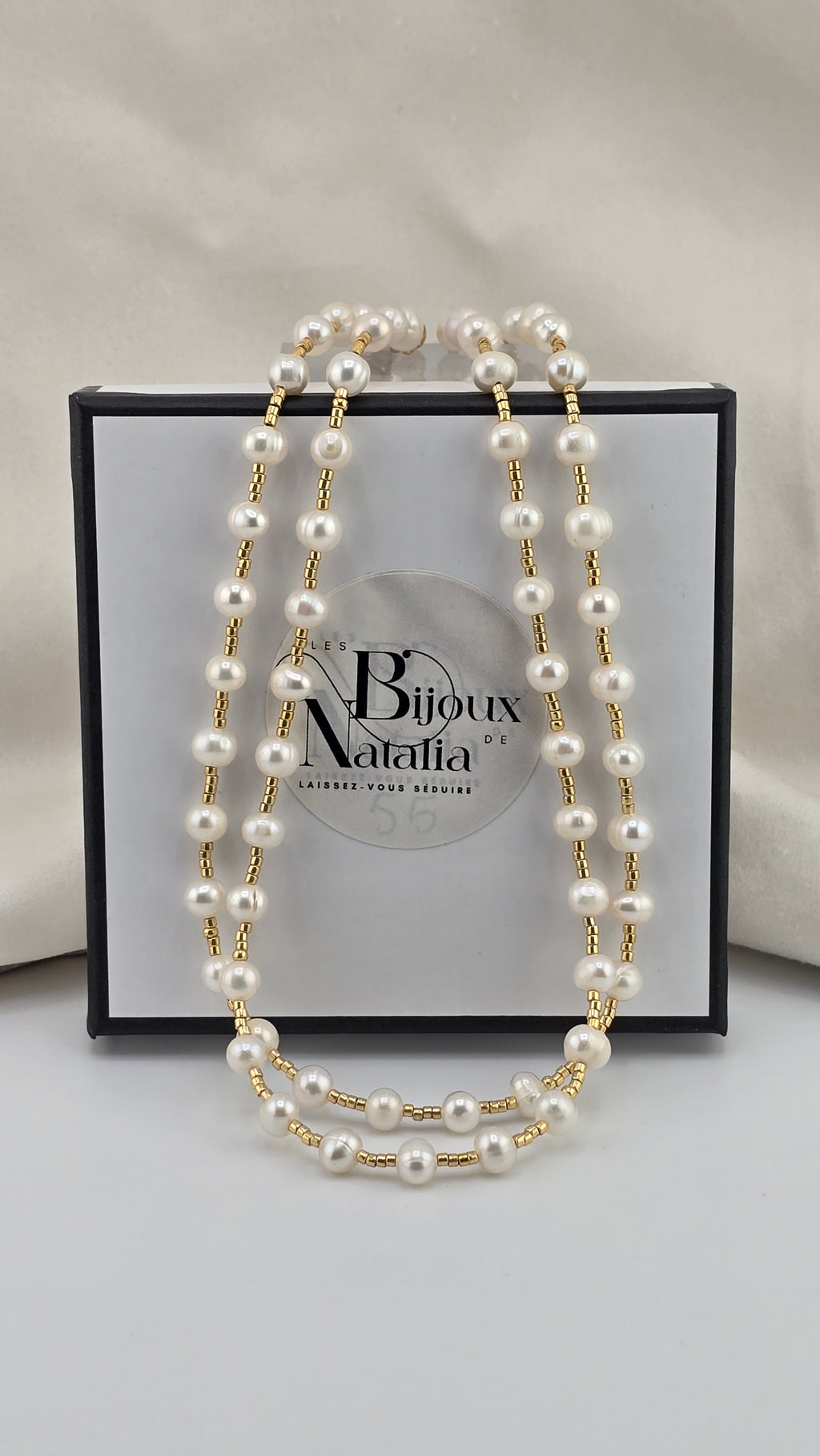 Collier deux rangs de perles de culture