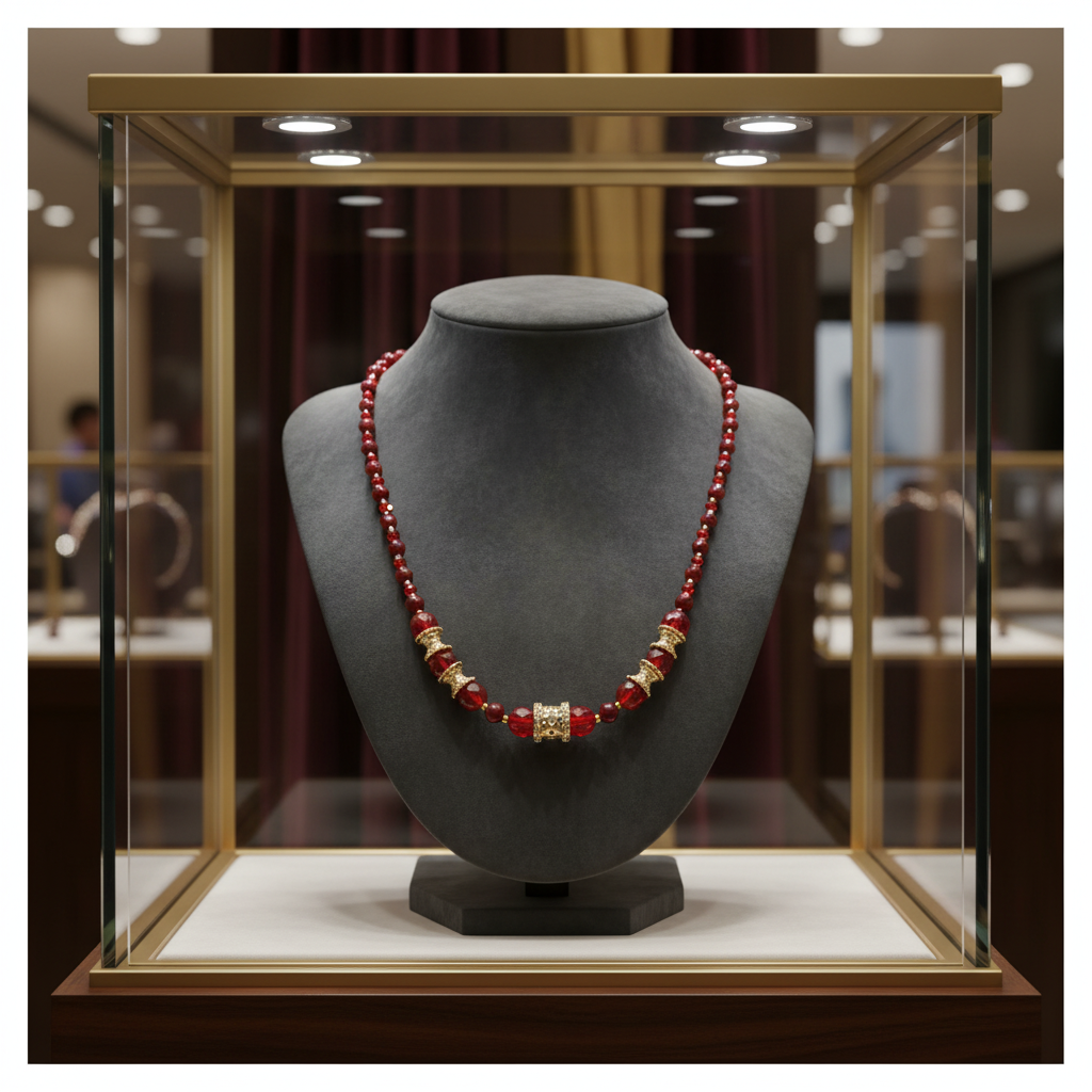 Collier rouge profond en cristal