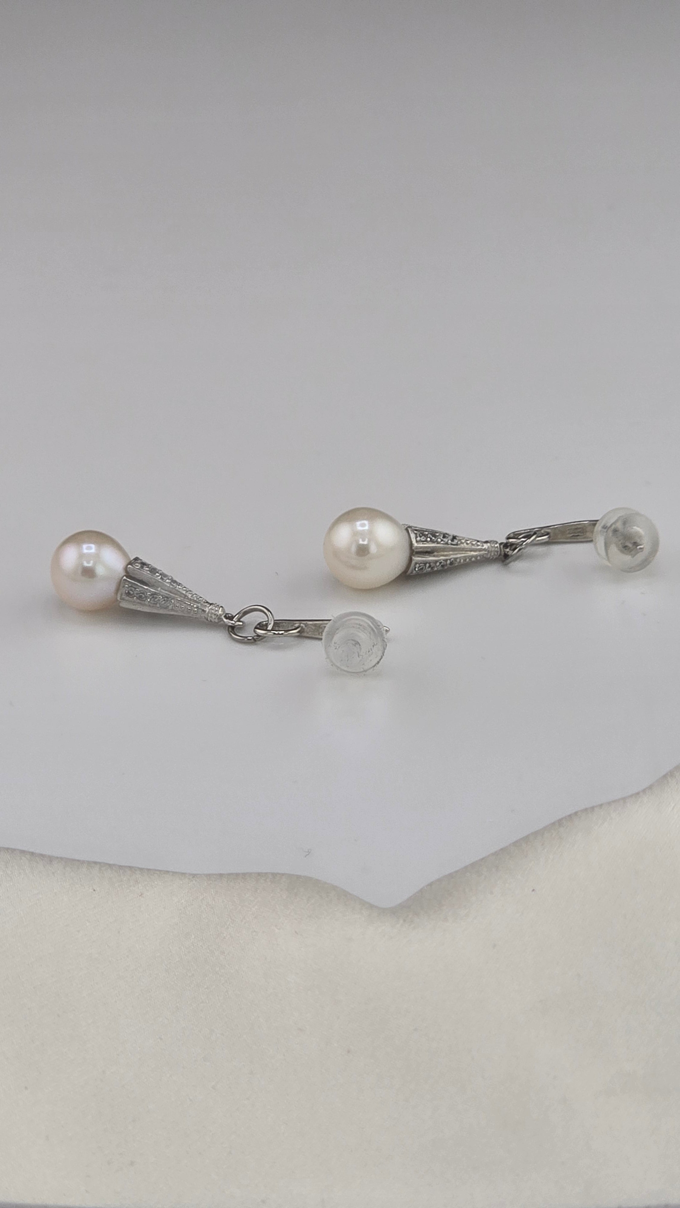 Boucles d’oreilles en argent et perles de culture