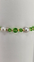 Bracelet en perles de culture cristaux verts