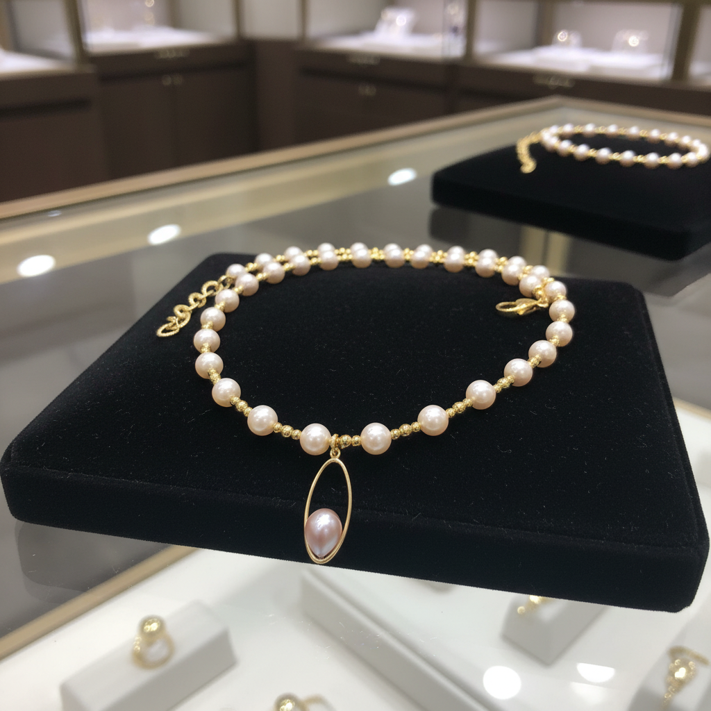 Collier en perles de culture poudrée