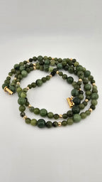 Collier deux rangs en Agate vert