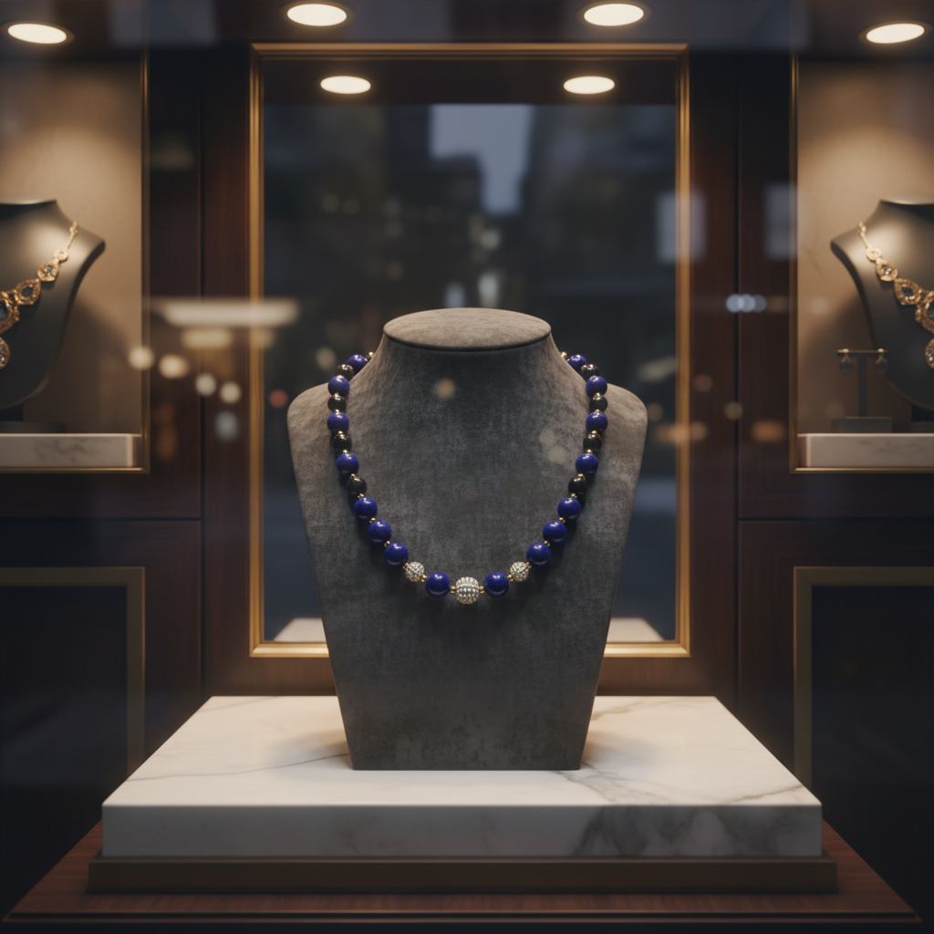 Collier en Lapis-Lazuli et perles en strass