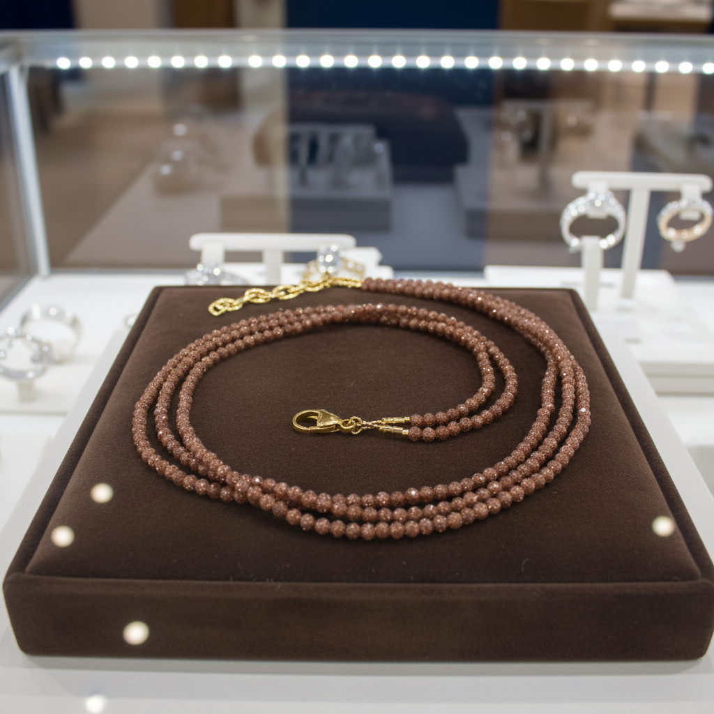 Collier en grès rouge scintillant