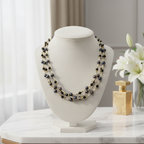 Collier de 3 rangs de perles de culture bleu marine