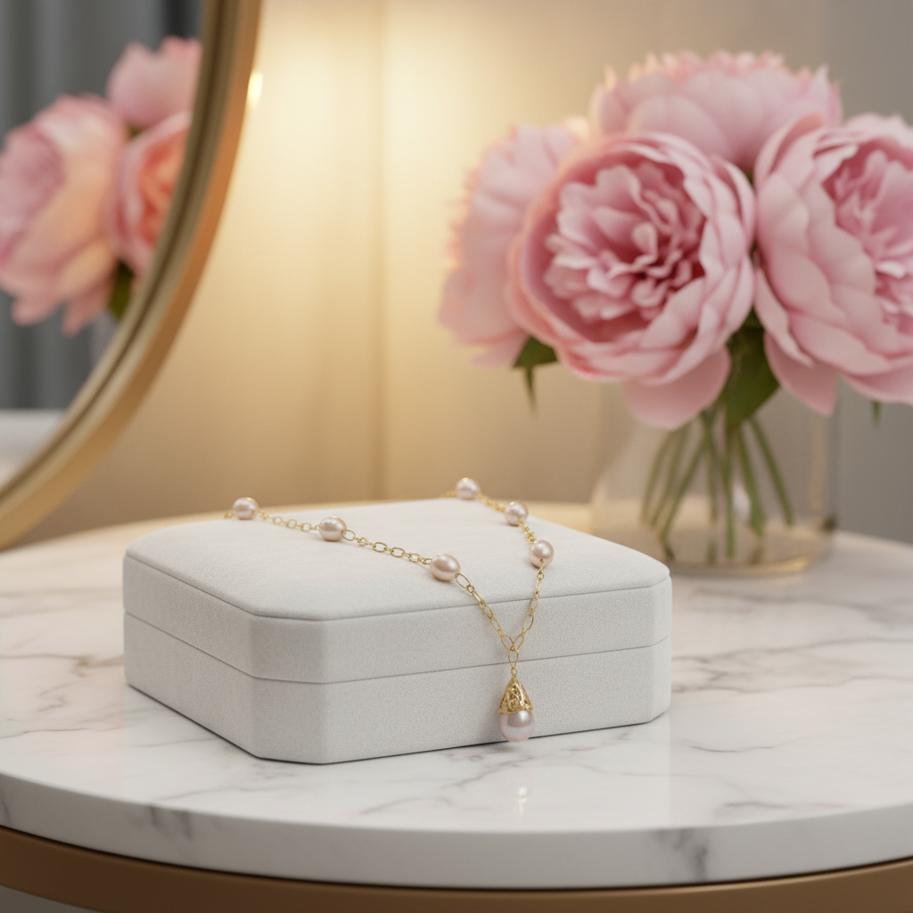 Mademoiselle - perles de culture saumon