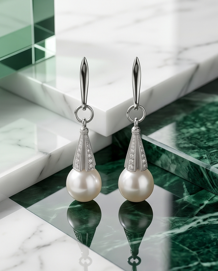 Silver and cultured pearl earrings