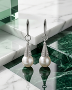 Silver and cultured pearl earrings