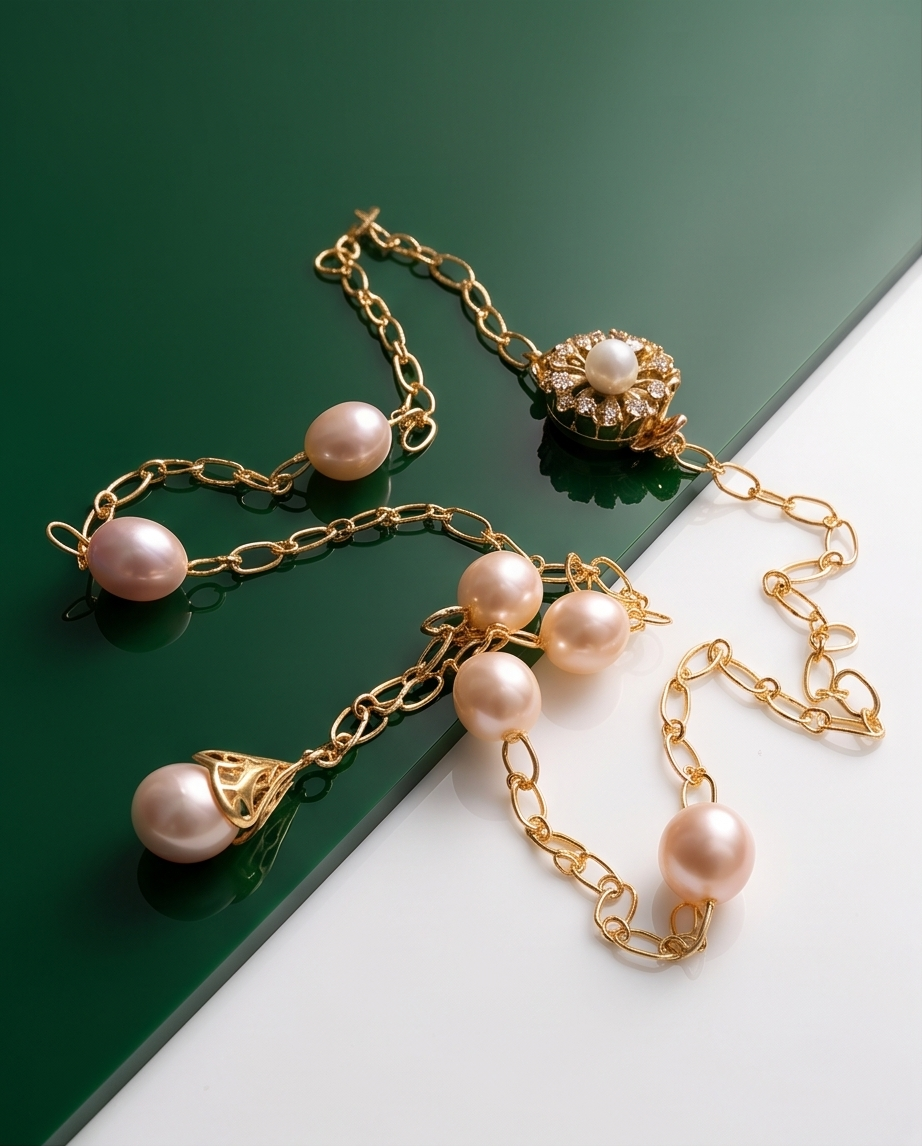 Mademoiselle - perles de culture saumon