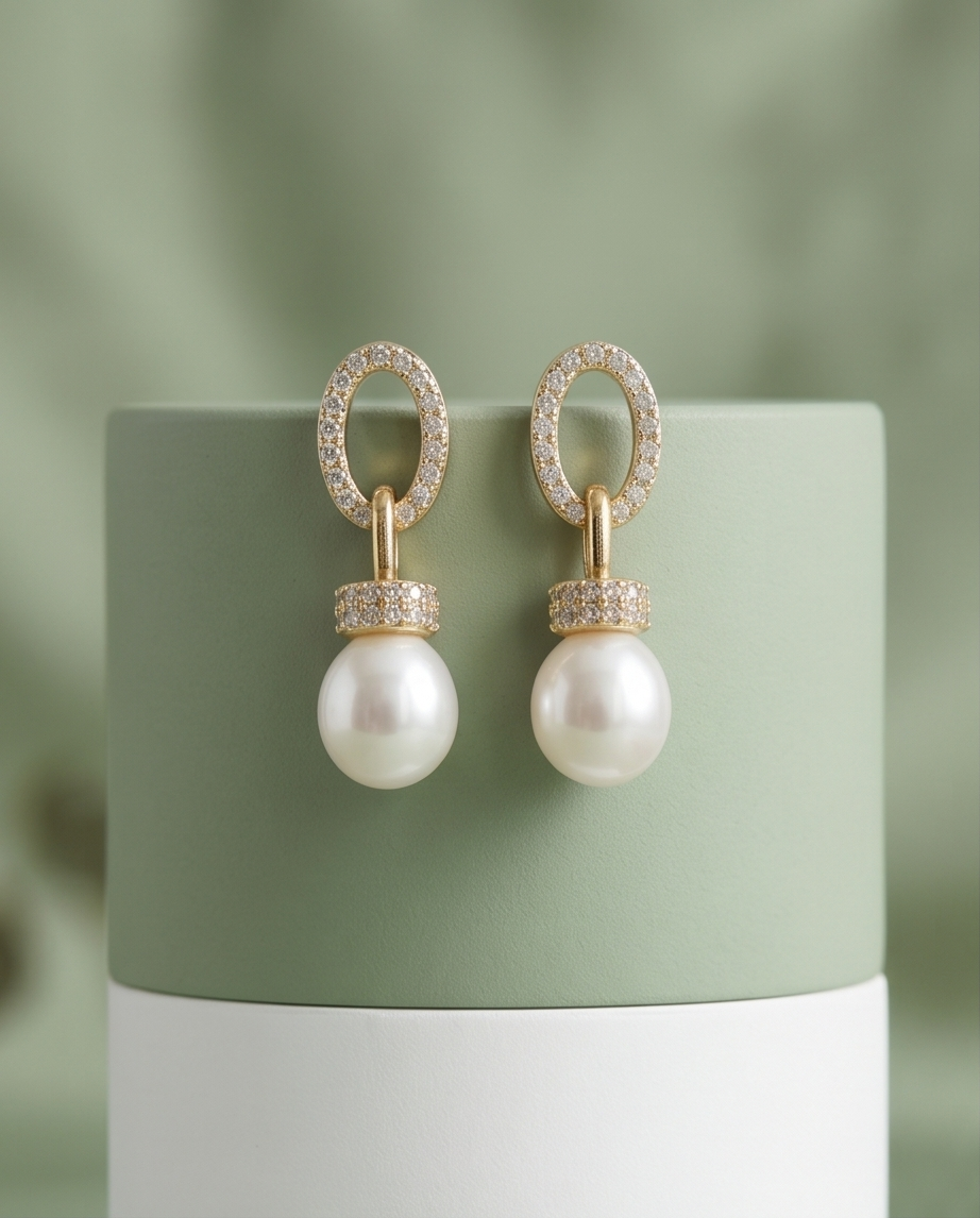 Boucles d oreilles en plaqué or 18K et strass