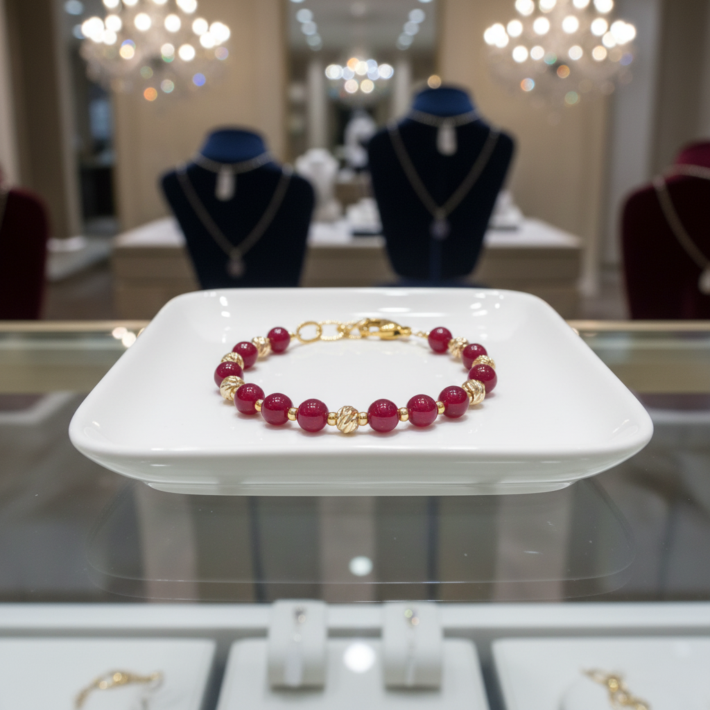 Bracelet en rubis et plaqué or 24k