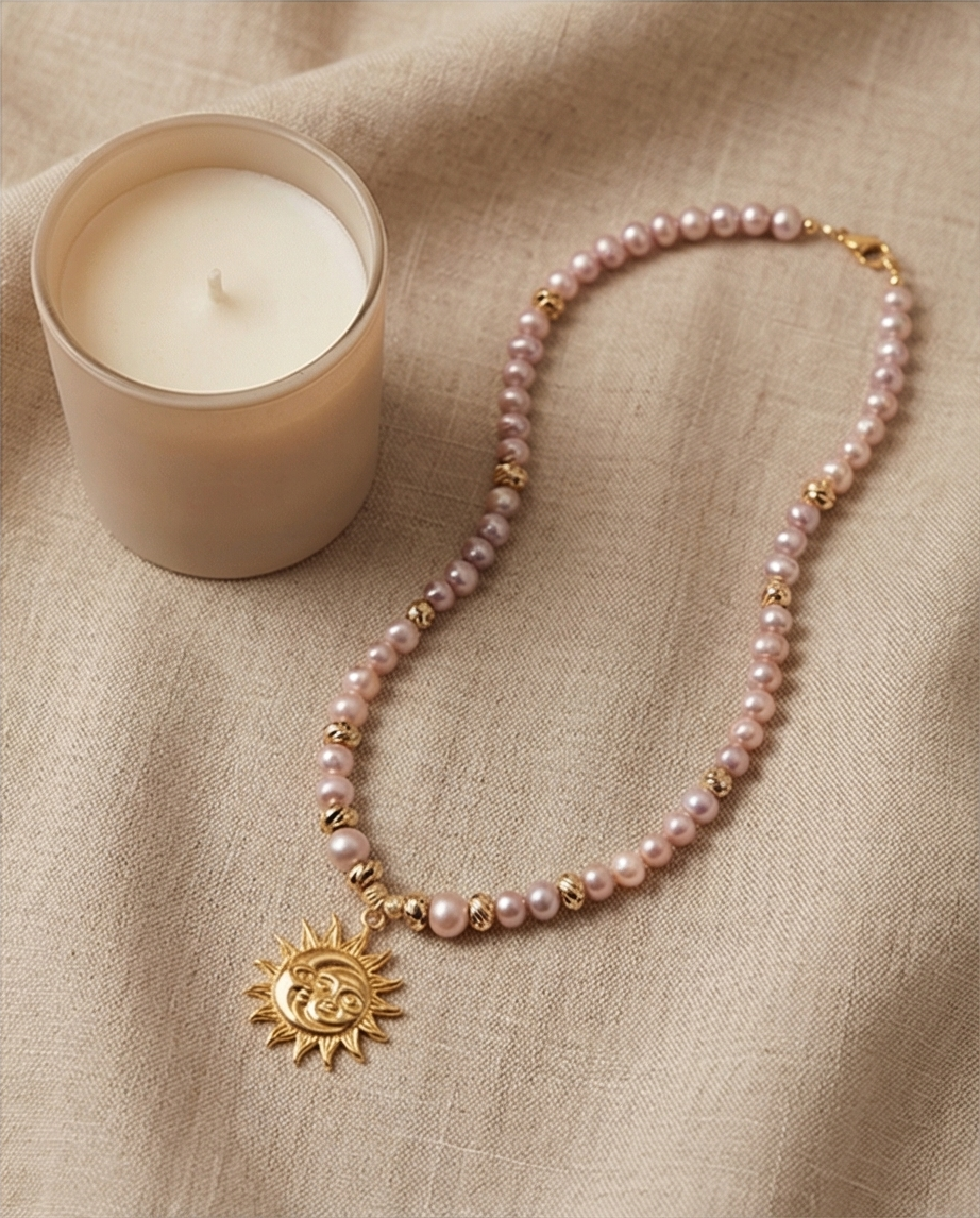 Rosée d'or - collier en perles de culture Rosée