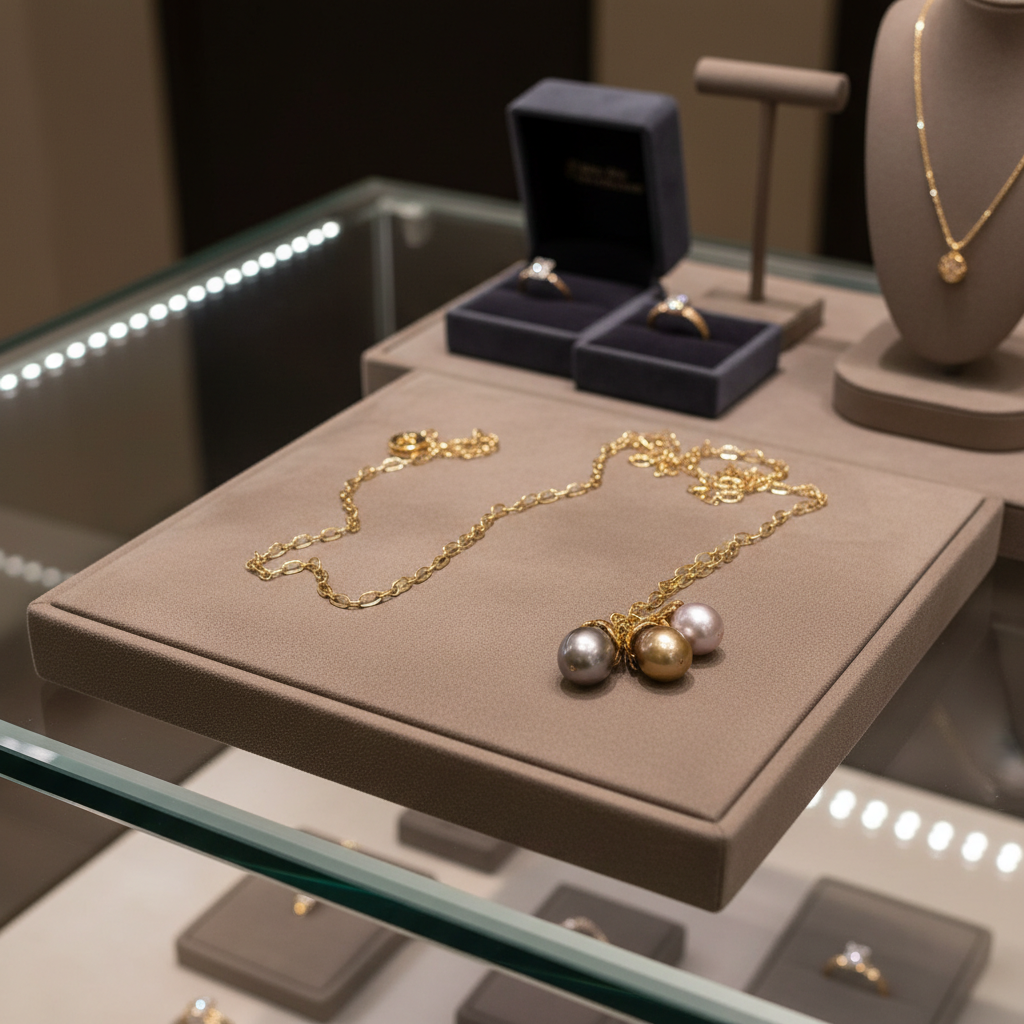 Collier exceptionnel en plaqué or 24k et perles prestigieuses