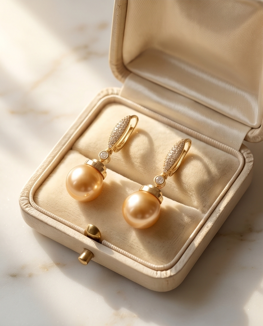 Boucles d oreilles avec perles de culture Édison couleur jaune or