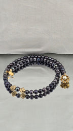 Collier en perles de culture bleu foncé et vermeil