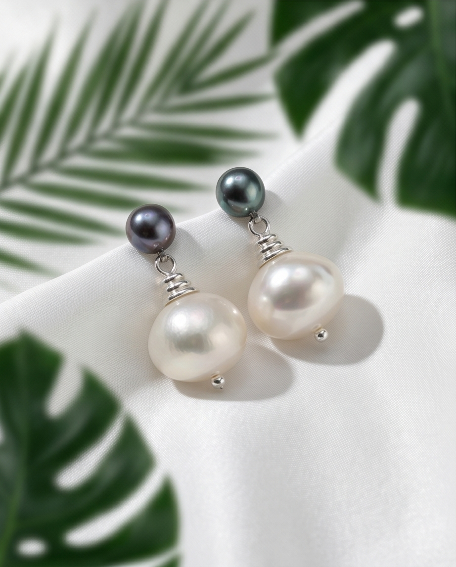 Douceur d'origine - boucles d'oreilles avec perles baroques