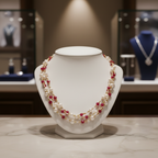 Collier de 3 rangs de perles de culture et rhodonite