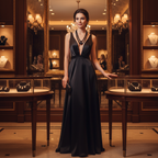 Collier double rangs en perles de cristal noir