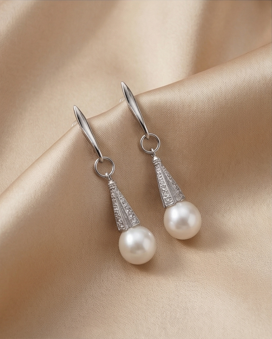 Boucles d’oreilles en argent et perles de culture