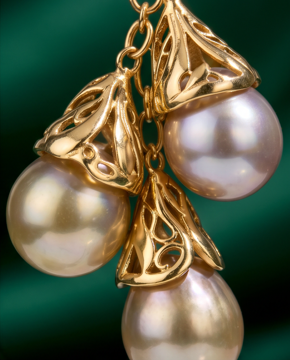 Collier exceptionnel en plaqué or 24k et perles prestigieuses