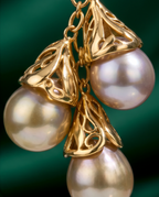 Collier exceptionnel en plaqué or 24k et perles prestigieuses