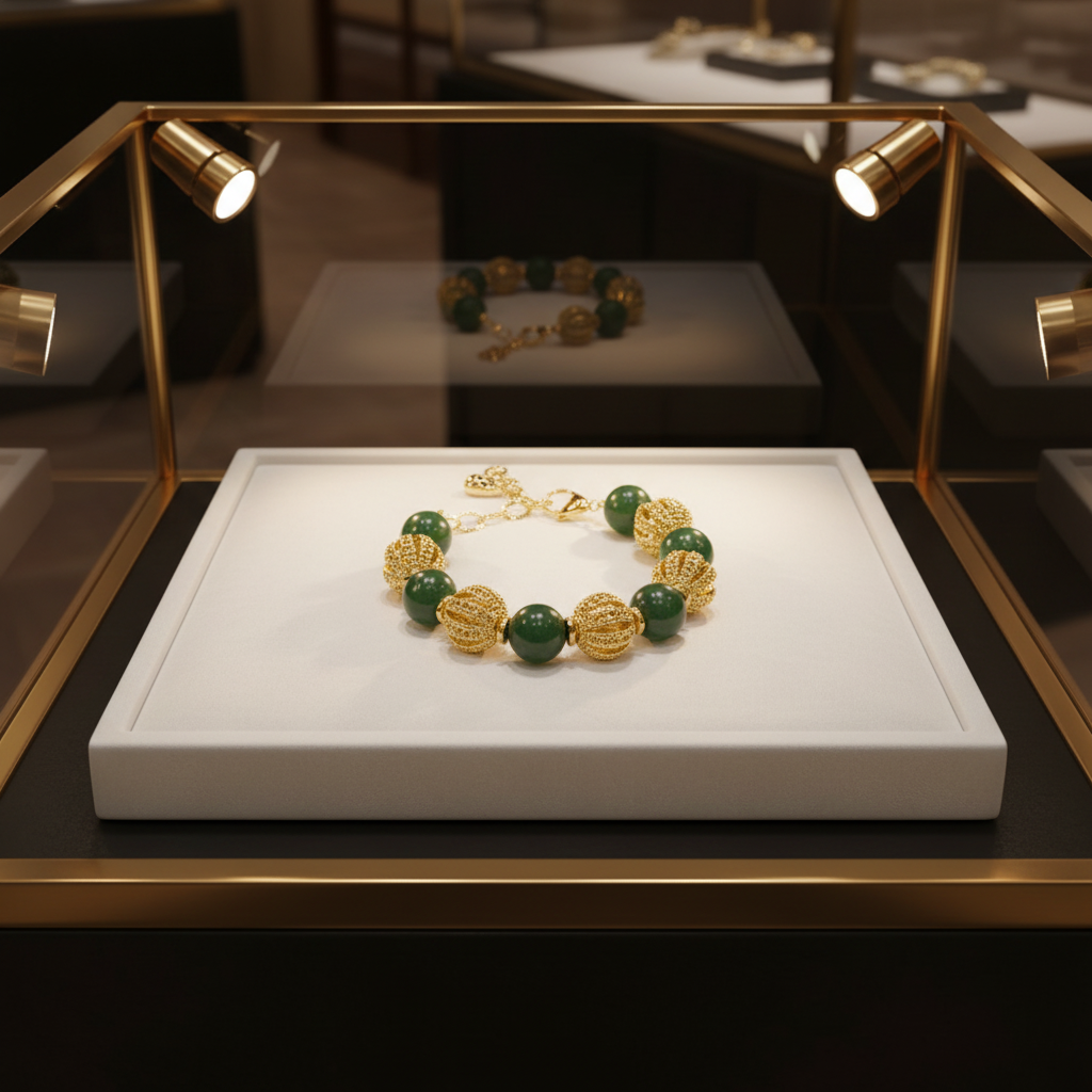 Bracelet en Agate et perles en plaqué or