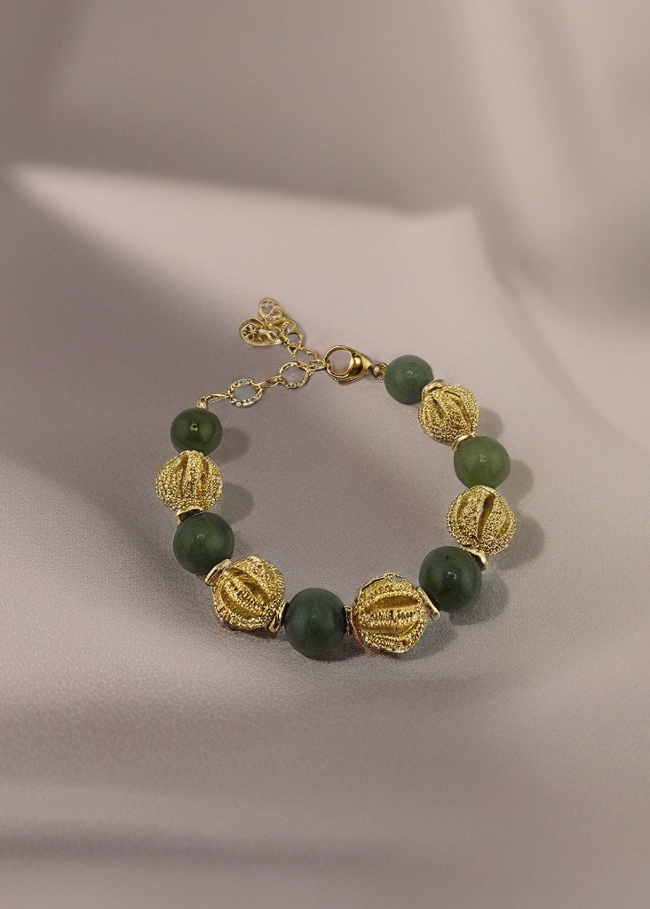 Bracelet en Agate et perles en plaqué or