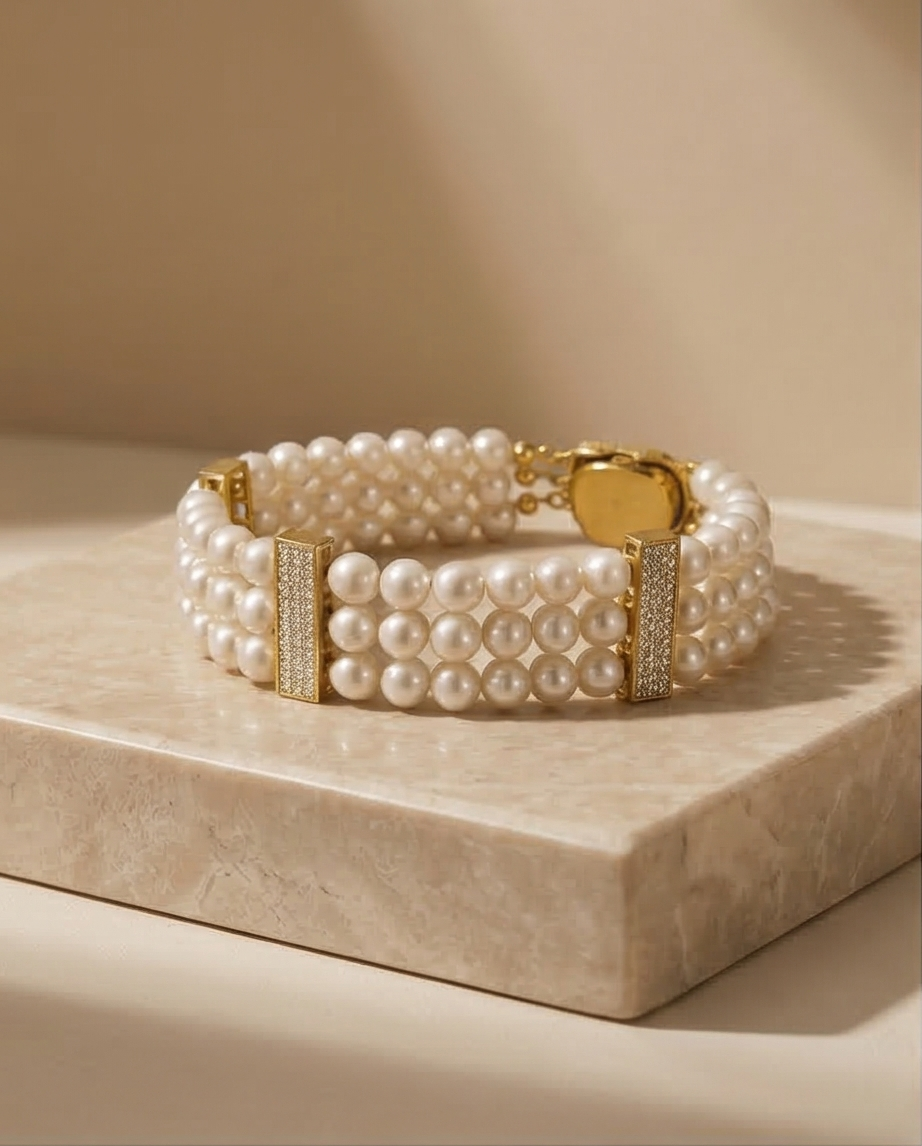 Trilogie Élégante - bracelet en perles de culture