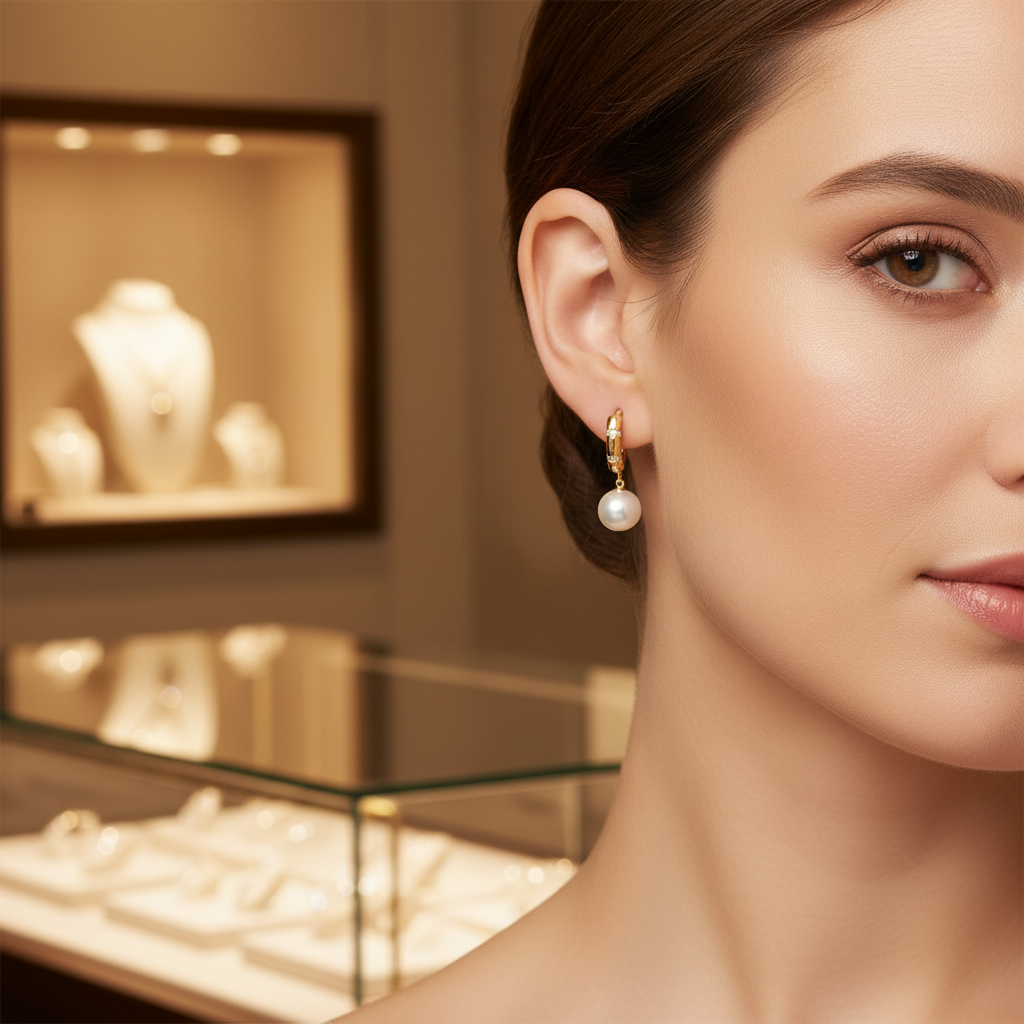 Boucles d’oreilles dormeuses avec perles de culture