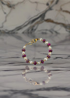 Bracelet Élégance en perles de culture et Jaspe rose