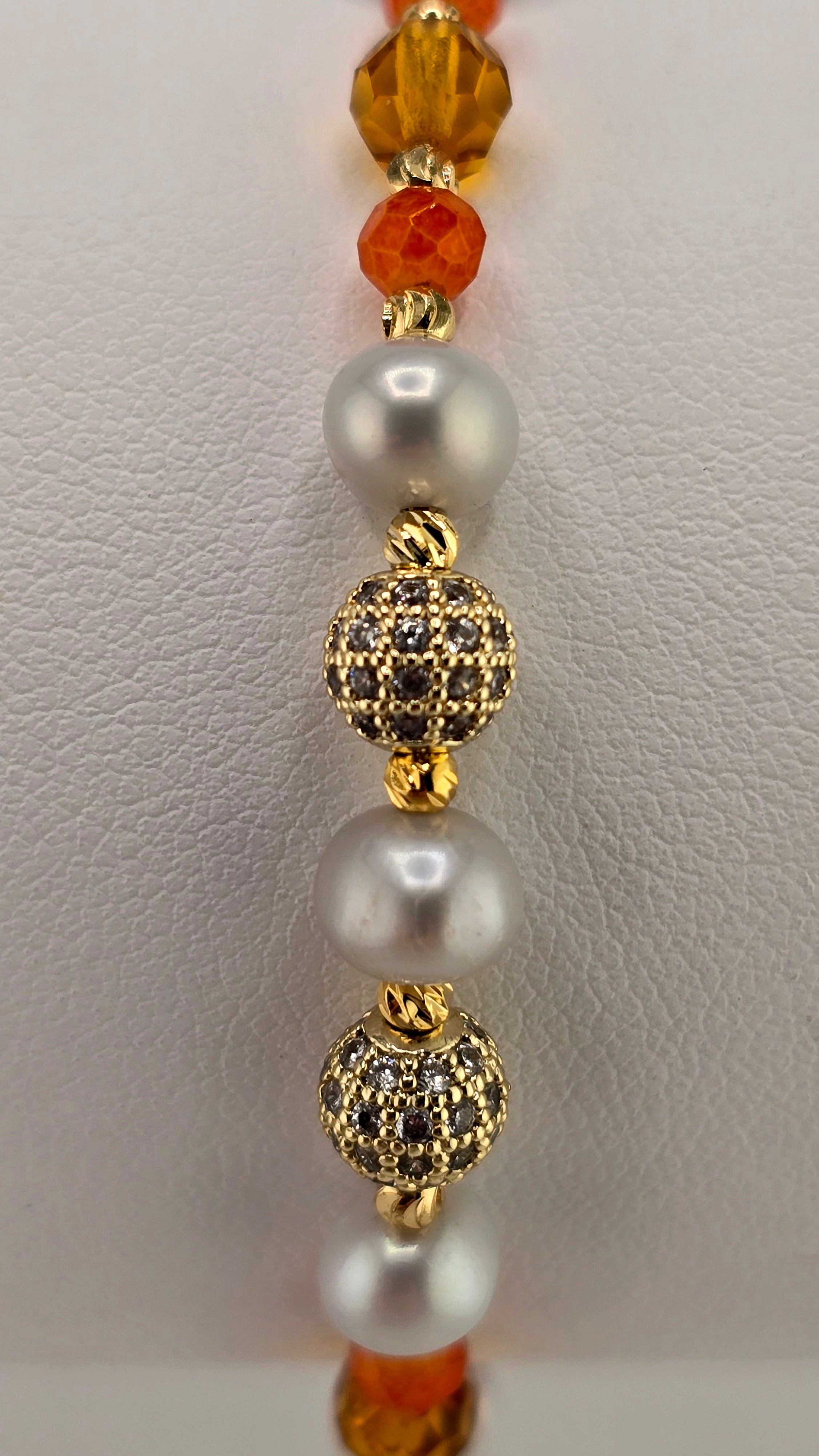 Bracelet en perles de culture et cristaux orange