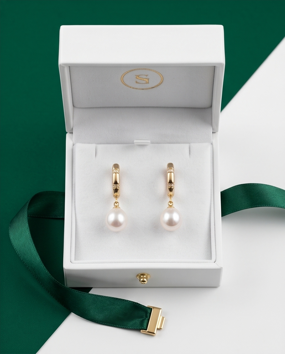 Boucles d’oreilles dormeuses avec perles de culture