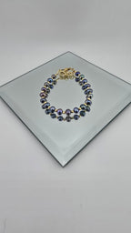 Bracelet en perles de culture bleu marine et vermeil