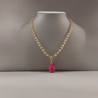 Collier avec pendentif en agate rose