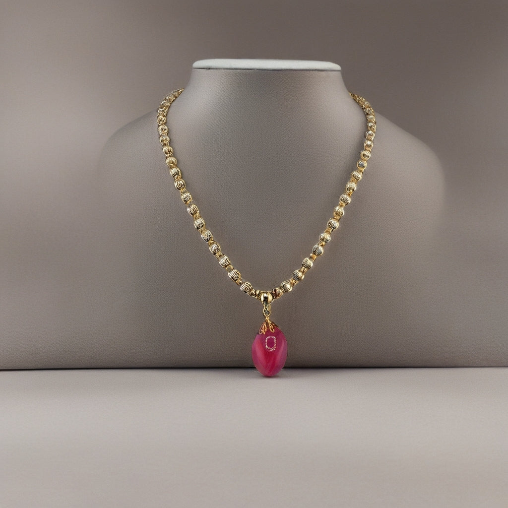 Collier avec pendentif en agate rose