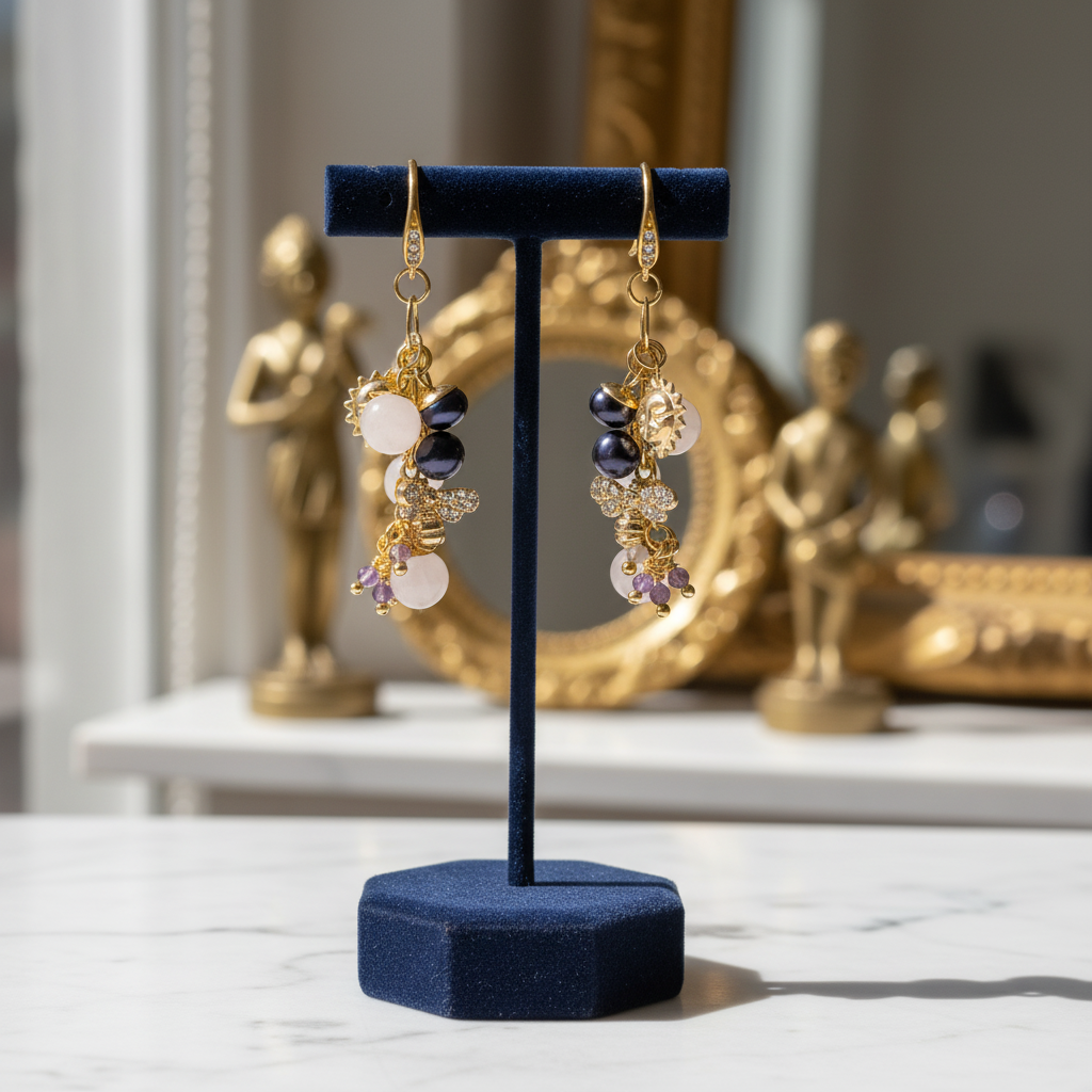 Boucles d 'oreilles en plaqué or 24k