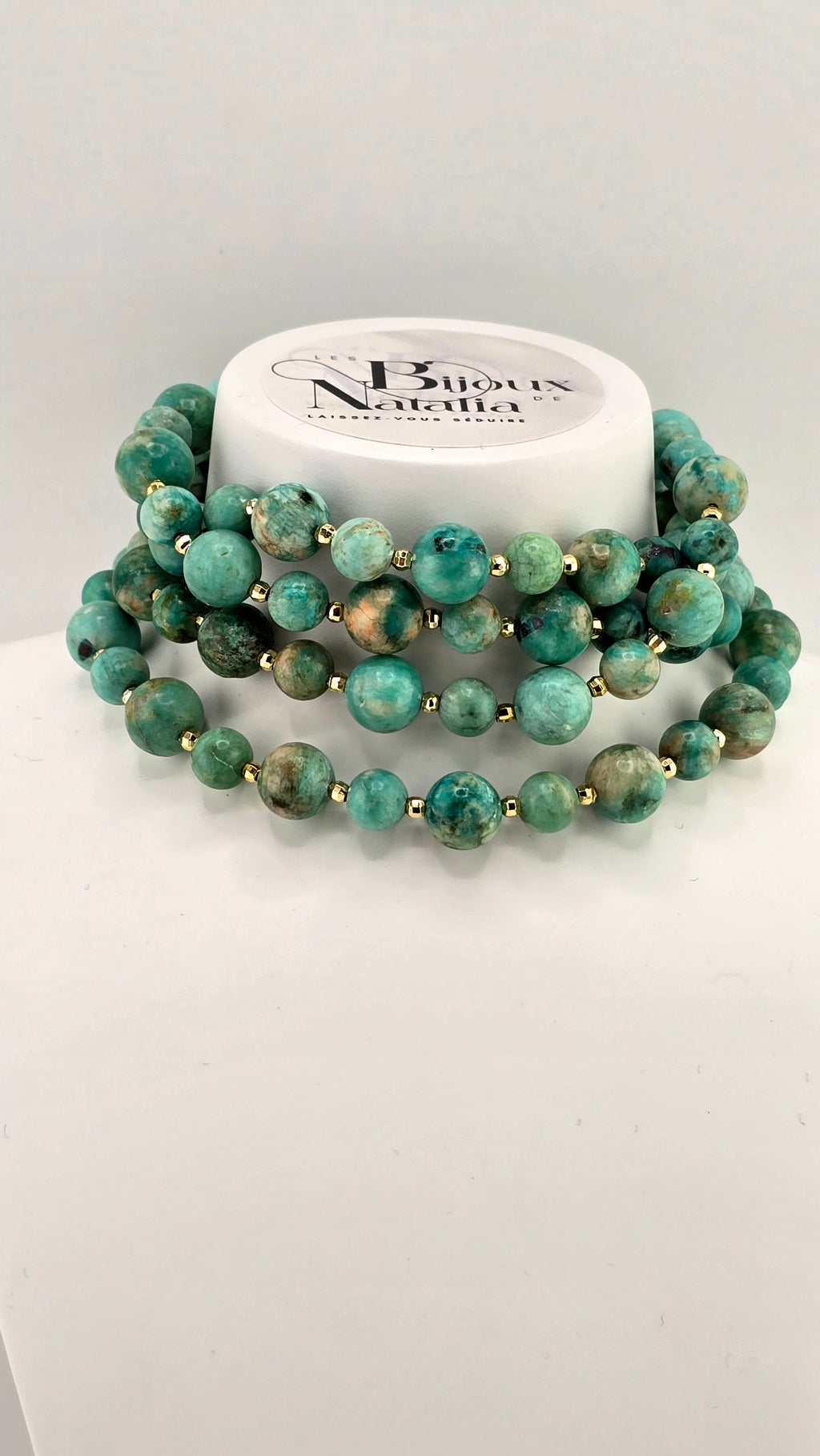 Collier en perles de turquoise africaine et vermeil