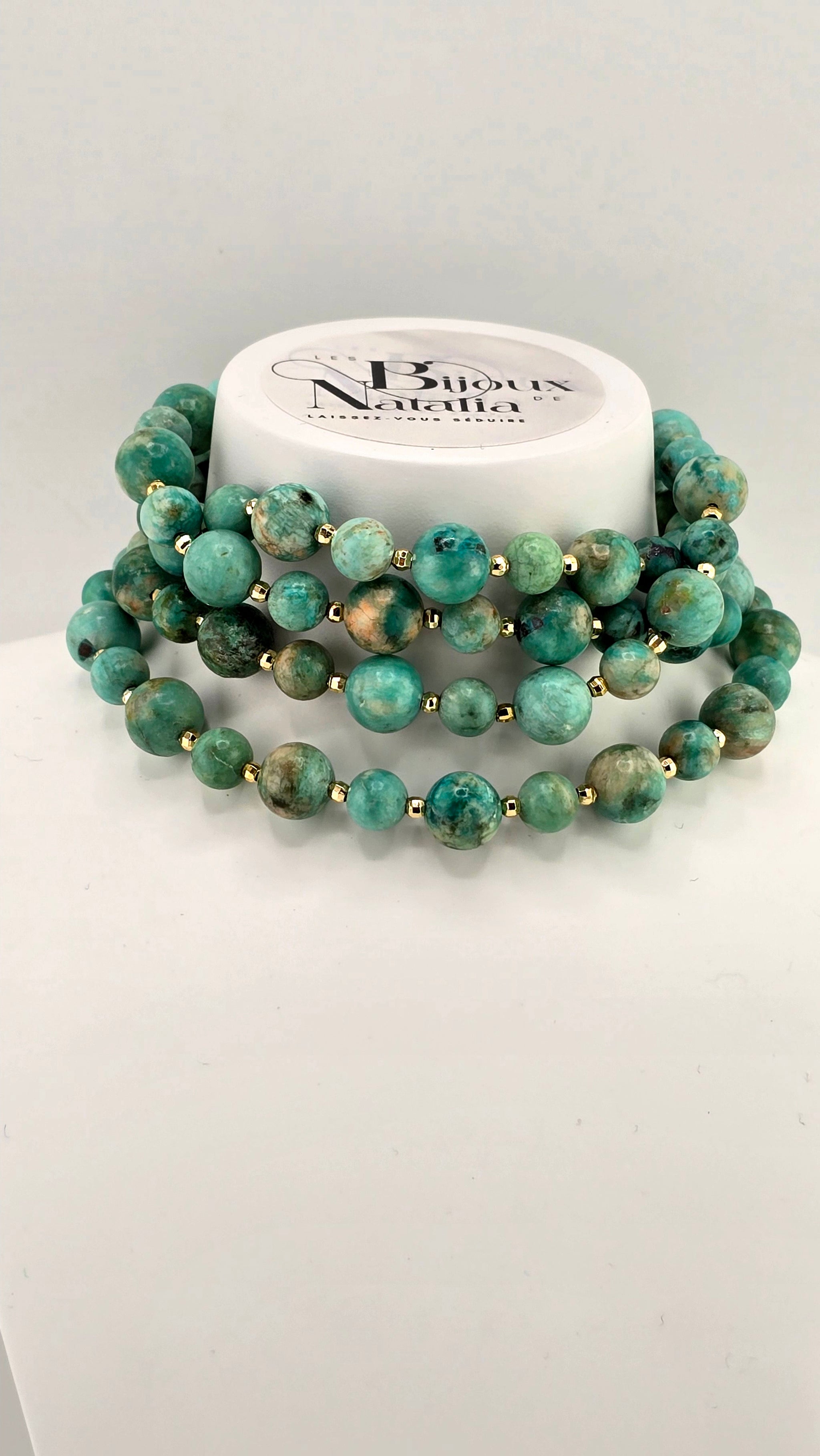 Collier en perles de turquoise africaine et vermeil