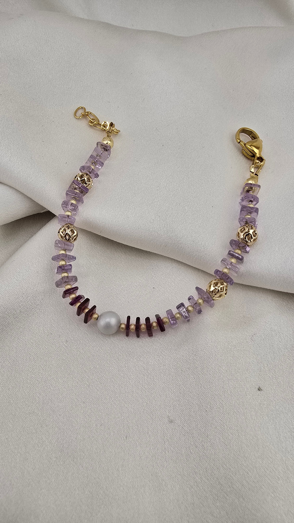 Bracelet en Améthyste et Rhodolite