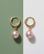 Purple cultured pearl and vermeil earrings