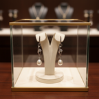 Boucles d oreilles en perles de culture blanche et olive