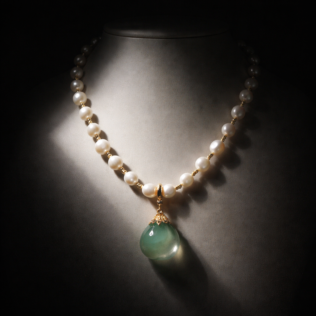 Collier et son pendentif en Jade vert