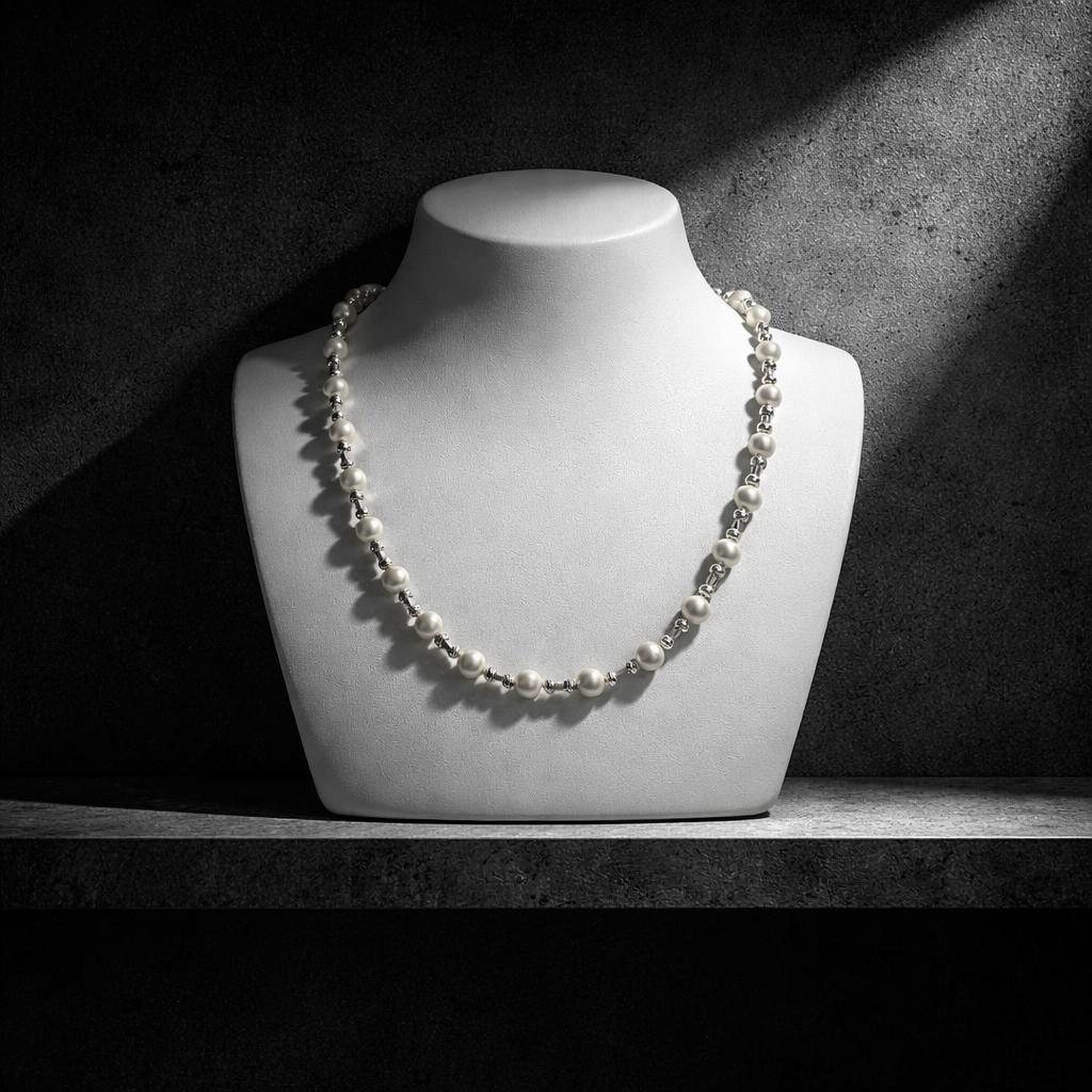 Éclat intime - Collier en perles de culture et diamants bruts
