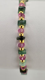 Bracelet en Topaze rose avec perles en vermeil rondes et lisses