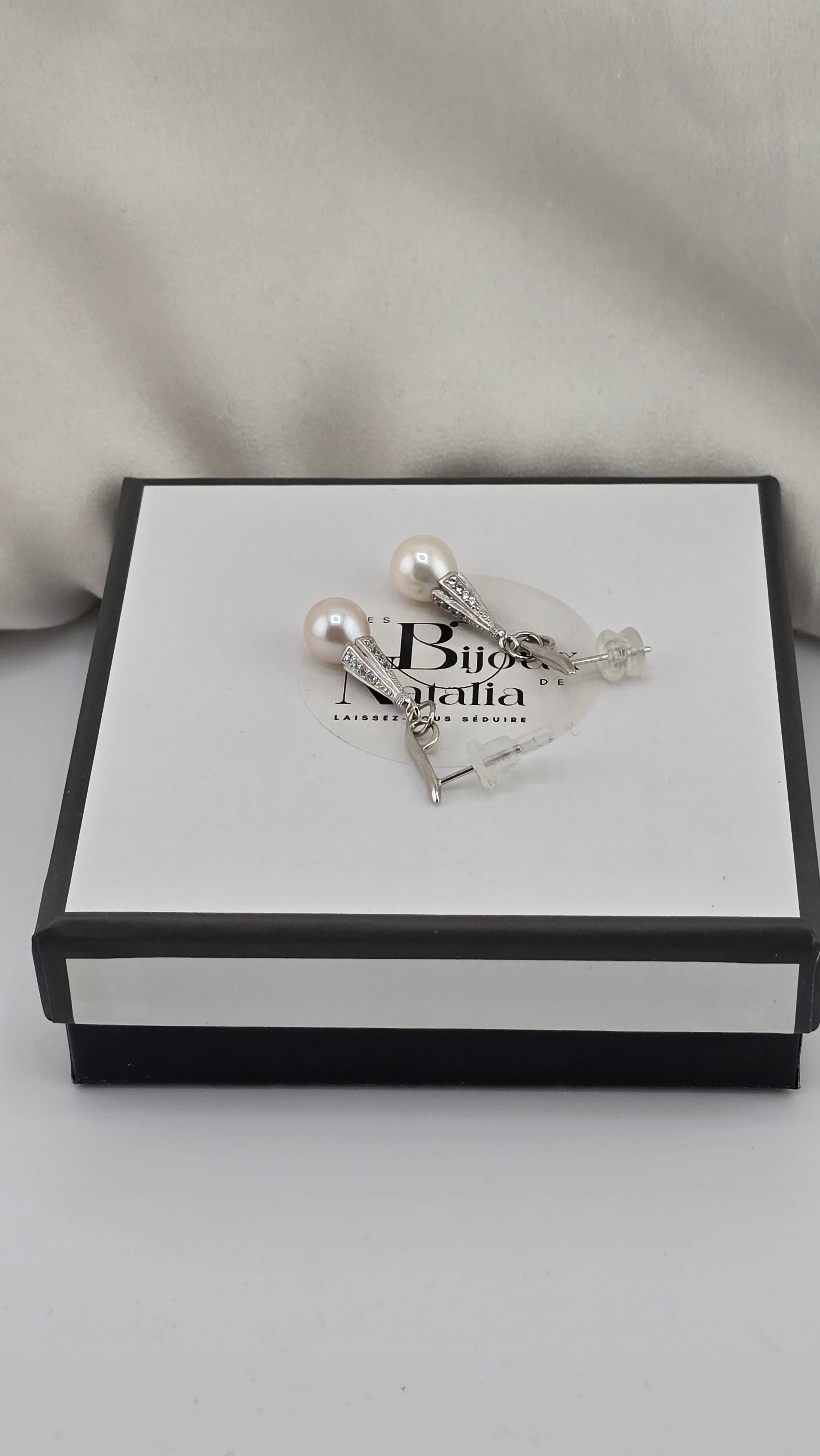 Boucles d’oreilles en argent et perles de culture