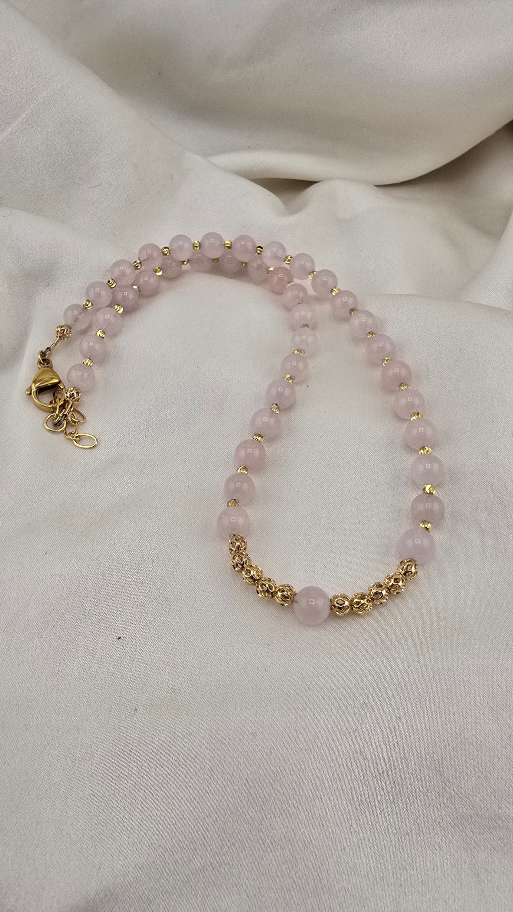 Collier ras du cou en Quartz rose
