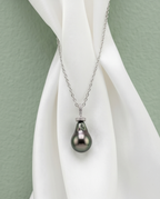 Larme du Lagon - chaine argent et perles de Tahiti