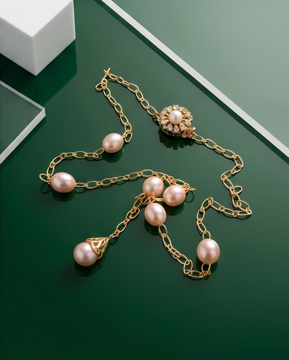 Mademoiselle - perles de culture saumon