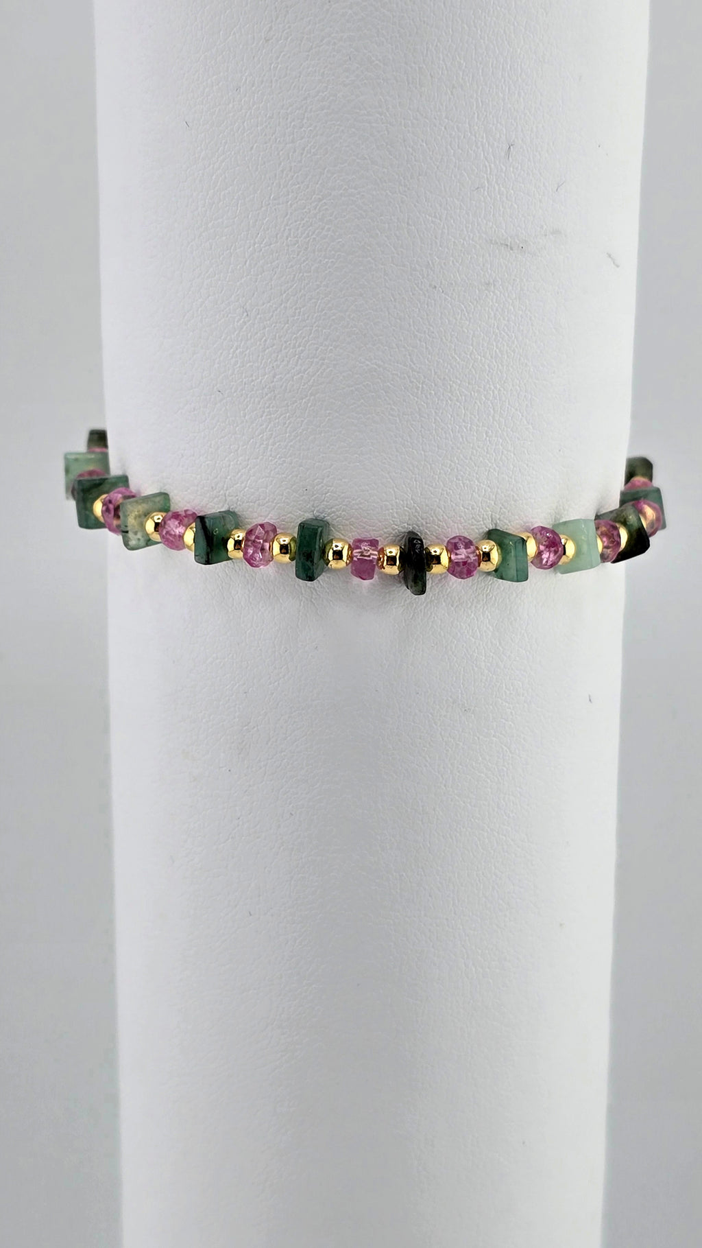 Bracelet en Topaze rose avec perles en vermeil rondes et lisses